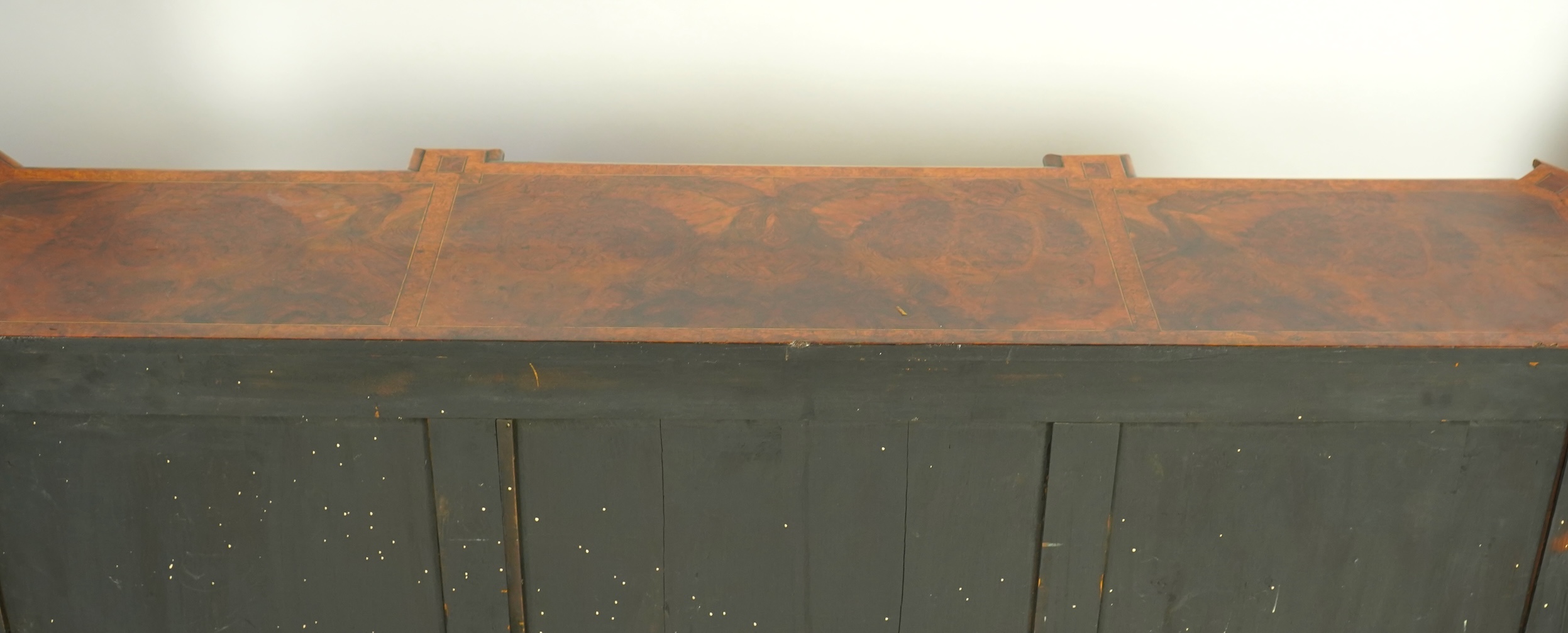 A Victorian birds eye maple banded, gilt metal mounted figured walnut side cabinet